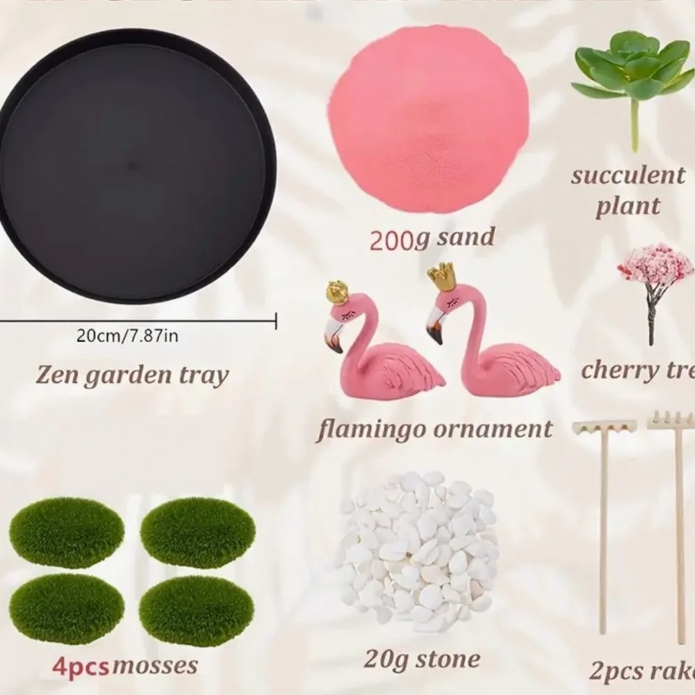 NEW Pink Flamingo Zen Garden Kit - Picture 3 of 5